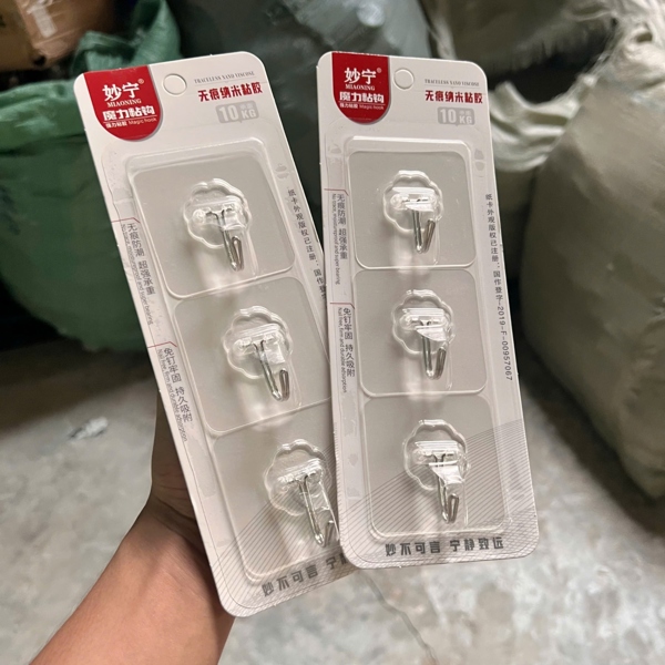 Vỉ 3 Móc Dán Tường Trong Suốt Siêu Dính - Móc Dán Tường Trong Suốt - Giá Sỉ