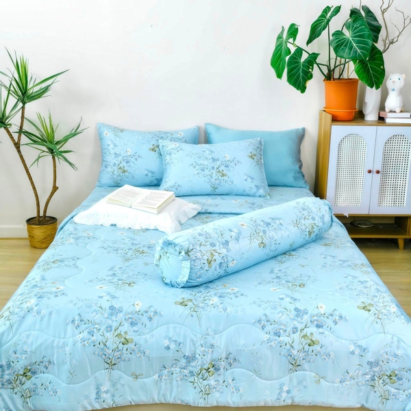 Chăn hè (Vỏ mền/ vỏ mền chần) Tencel 50s họa tiết trầm bích