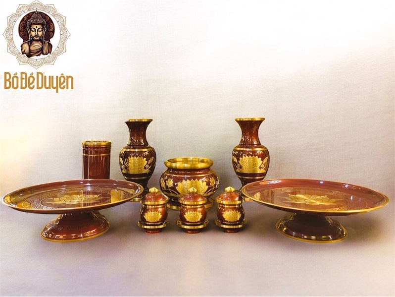 Bộ Đồ Đồng Sen Đỏ Nâu