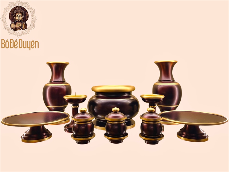 Bộ đồ thờ nâu trơn - XBBS-0
