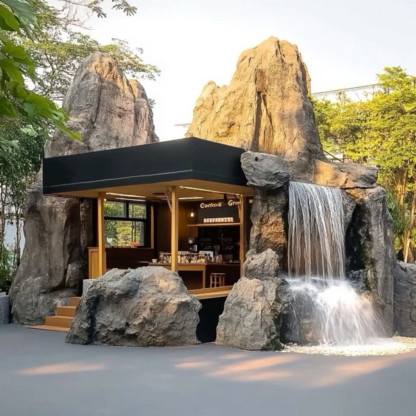 Núi đá nhân tạo trang trí cảnh quan quán cafe, khu du lịch