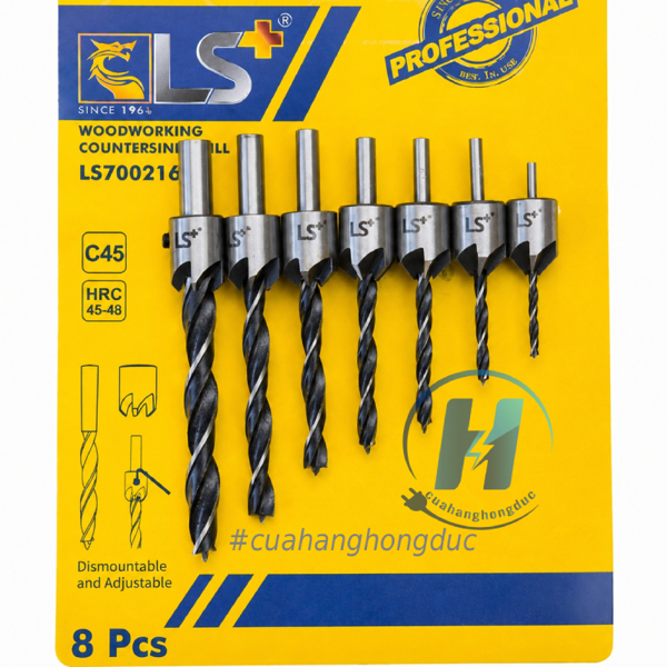 Bộ 7 Mũi Khoan Gỗ Gồm 8 Chi Tiết LS700216 LS+