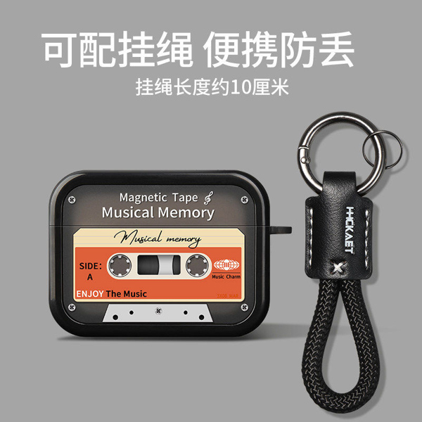 Case Airpod Đen Ô Cam + Dây đen - 4