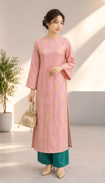 Áo dài suông cổ tròn tay dài loe