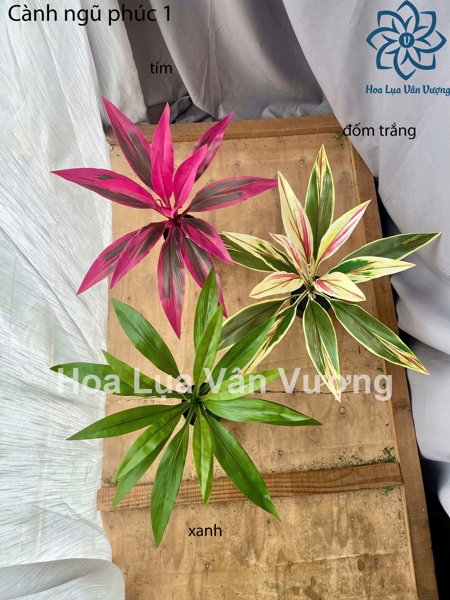 Cành ngũ phúc - tím - Lá cành ngắn - Hoa Lụa Vân Vượng