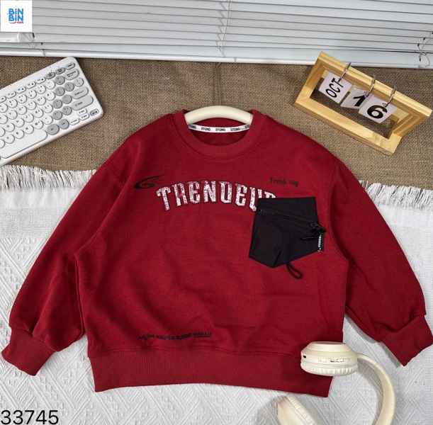 33745- Áo SWT đỏ túi gió Trendy