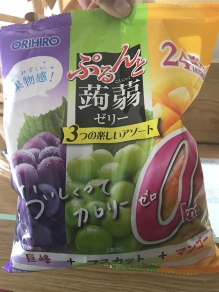 ORIHIRO_Thạch không calo, mix 3 vị nho đen, nho xanh, xoài 432g