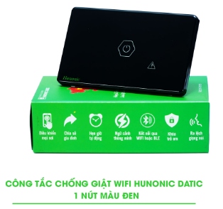 Công tắc Wifi Datic 1 Nút CSL chống giật dùng cho nóng lạnh, điều hoà (màu đen)