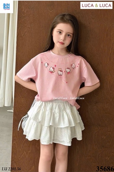 35686-Set váy hồng Kitty nơ