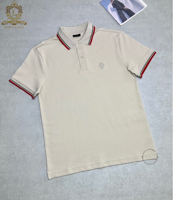 Polo Gucci light beige cổ viền
