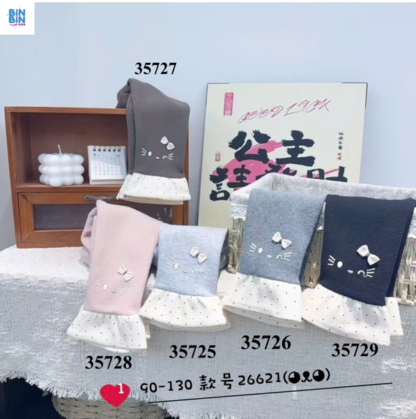 35728- Quần legging hồng lai nơ chấm bi
