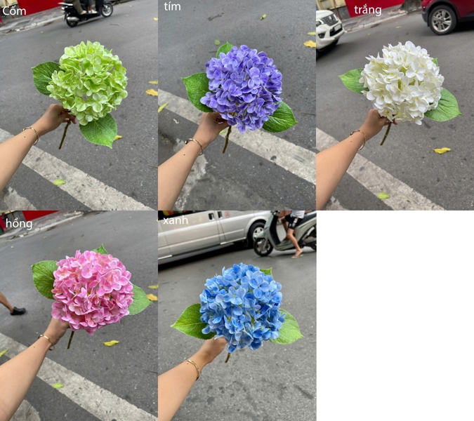 Tú cầu cao su to - hồng - Hoa cành dài - Hoa Lụa Vân Vượng