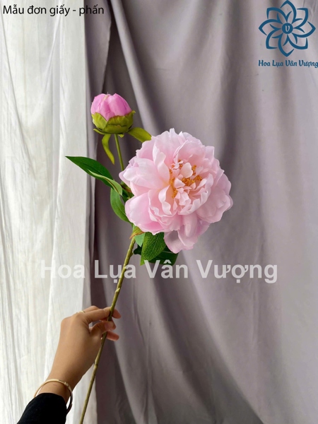 Mẫu đơn giấy - phấn - Hoa cành dài - Hoa Lụa Vân Vượng