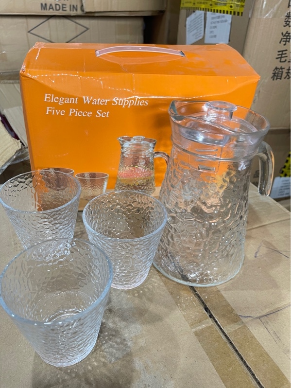 ( Q55501-4B ) Set 5 Bộ Bình Ly Thuỷ Tinh Vân Sần ( Thùng 16 )