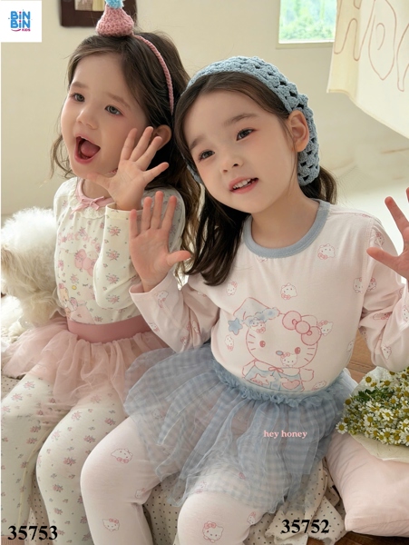35752- Bộ HHN Kitty hồng viền xanh