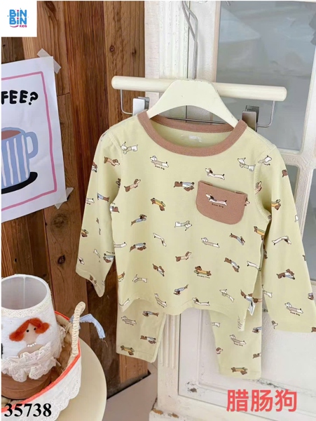 35738-Bộ HHN Cute Dog Viền Nâu