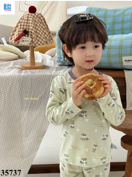 35737-Bộ HHN Cún Xanh Puppy Viền Đen
