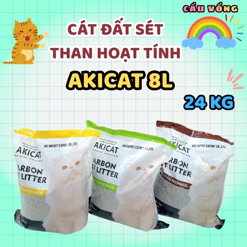 [Hỏa Tốc] 6 túi _ Cát vệ sinh đất sét mix than hoạt tính AKICAT 8L cho mèo - Khử mùi/ Vón cục tốt/ Hút ẩm - Phú Nhuận