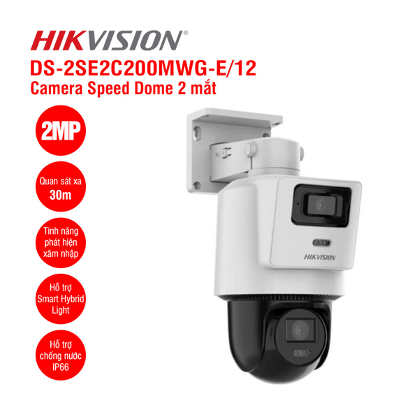 Camera IP 2 mắt Hikvision DS-2SE2C200MWG-E/12 2MP (có màu, quay 360, hỗ trợ đàm thoại 2 chiều)