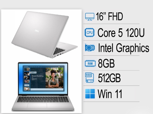 MTXT Dell 16 DC16251 P131F001 (Core 5 120U, 8GB , 512GB SSD, 16 inch Touchscreen windows 11 silver,LDC16251-5506SLV-PUS NK)(1Y)(FV)