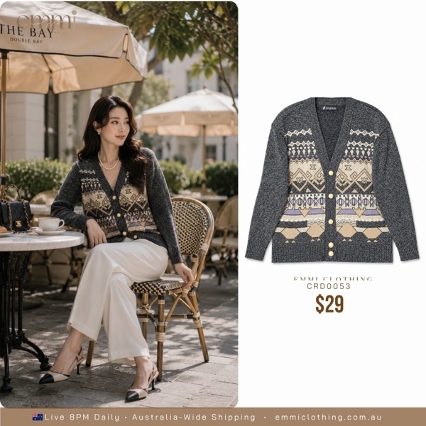 Classic Nordic Pattern Knit Cardigan