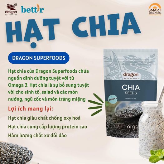 Hạt chia hữu cơ Dragon Superfoods 200gr