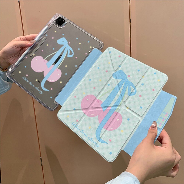 Case Ipad Nơ Xanh Cherry Hồng - GEN 10