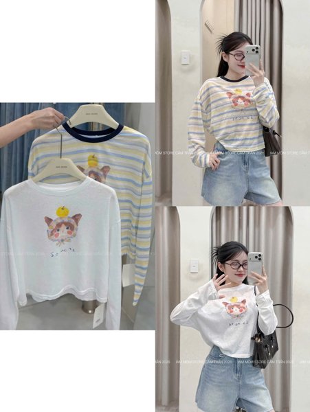 Set 2 áo dài tay giấy nữ