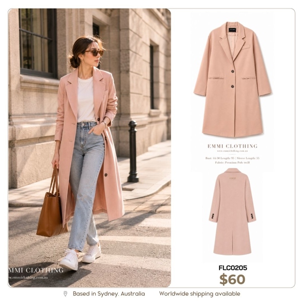 Blush Tailored Long Coat