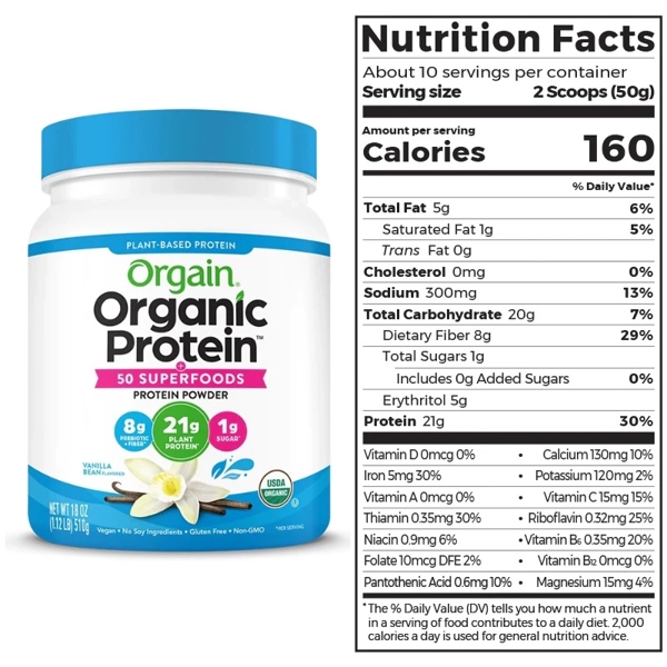 Thực phẩm bổ sung: Orgain đạm thực vật và superfoods hữu cơ 510g