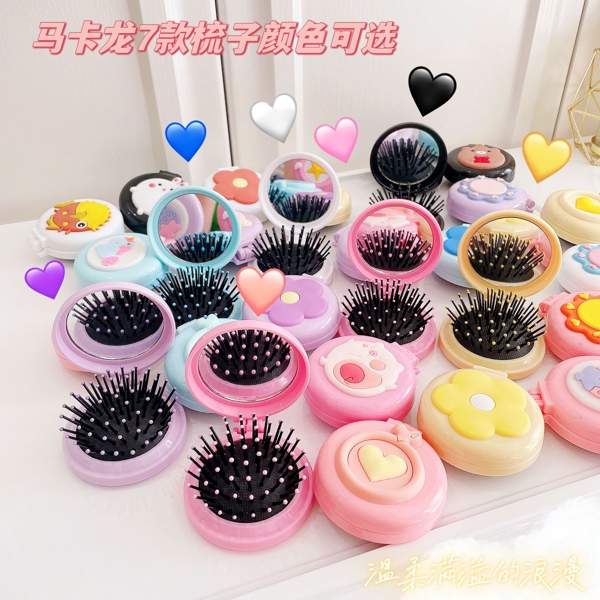 Lược gương mini hình tròn gấp gọn