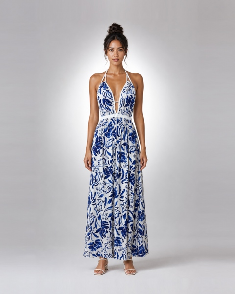 Đầm EUROPA - Blue Long Linen