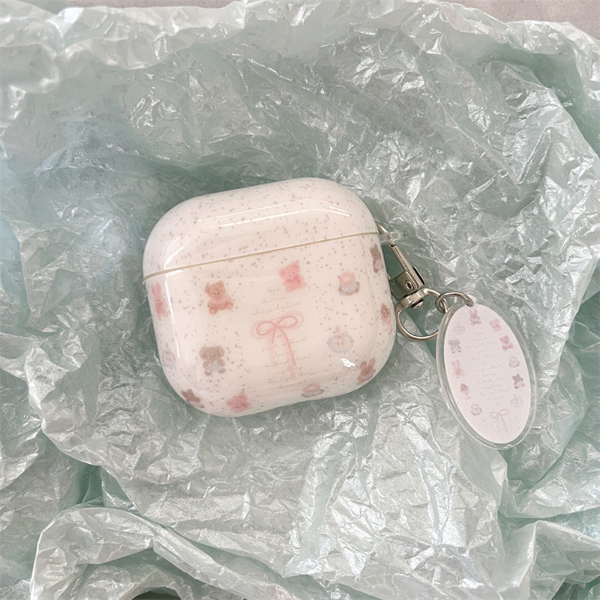 Case Airpod Trắng Nhiều Gấu + Móc - PRO 3