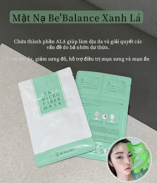 (VAT) Mặt nạ Be Balance vải vi sợi Giảm Mụn Acala - Xanh Lá