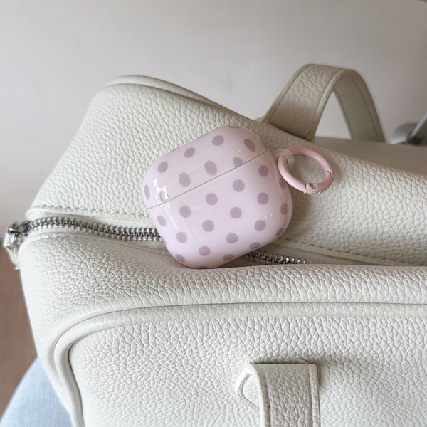Case Airpod Hồng Chấm Bi Tím - PRO 3