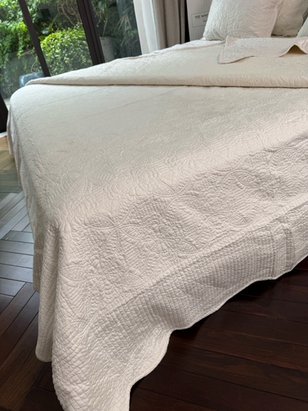 Bộ ga "Diệp Quang" | 100% Lyocel - Chần 3 món - Màu trắng - LX43
