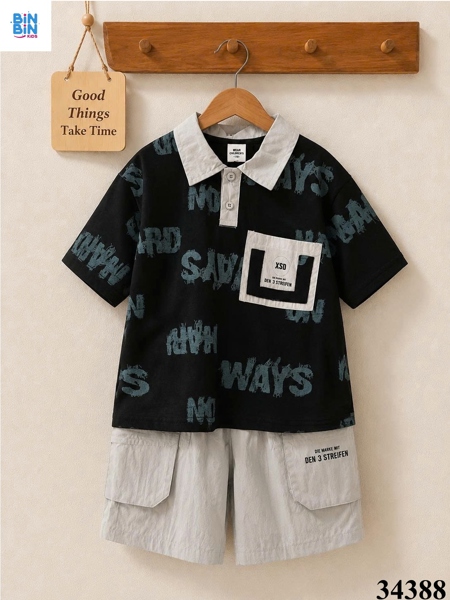 34388-Set bộ polo XSD WAYS đen loang