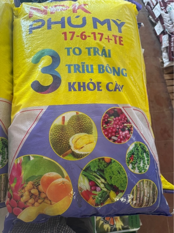 NPK phú mỹ 17.6.17+TE bao 50kg