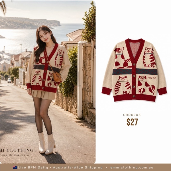Cat Pattern Cardigan