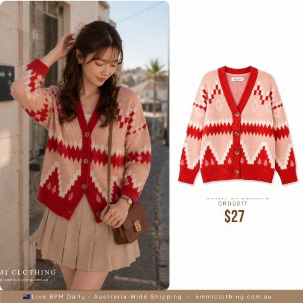 Pink Nordic Cardigan
