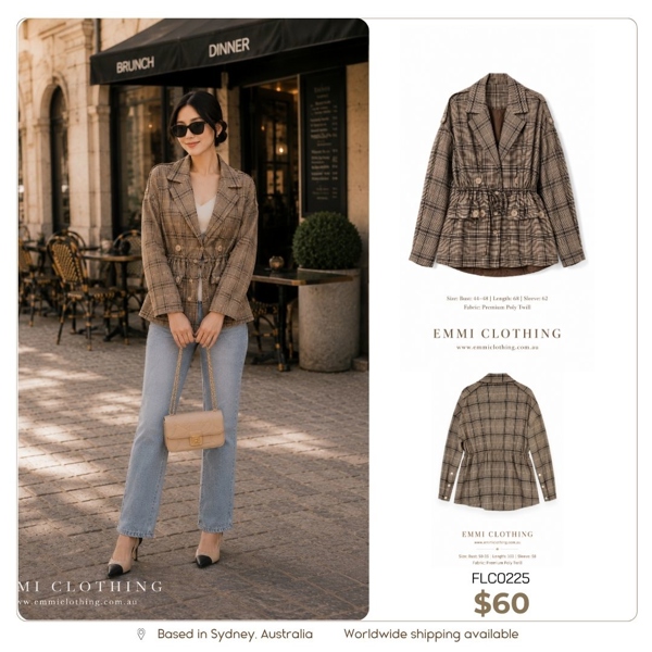 Vintage Plaid Blazer Jacket