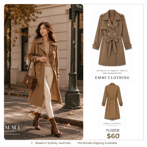 Coffee Classic Trench Coat