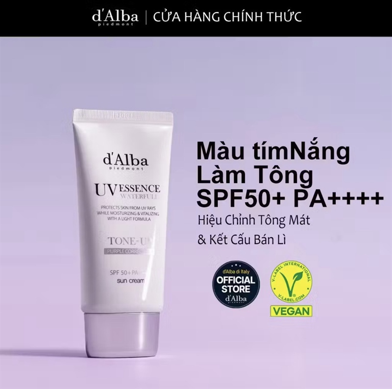 KEM CHỐNG NẮNG D'ALBA TONE UP TÍM 50ML CÔNG TY