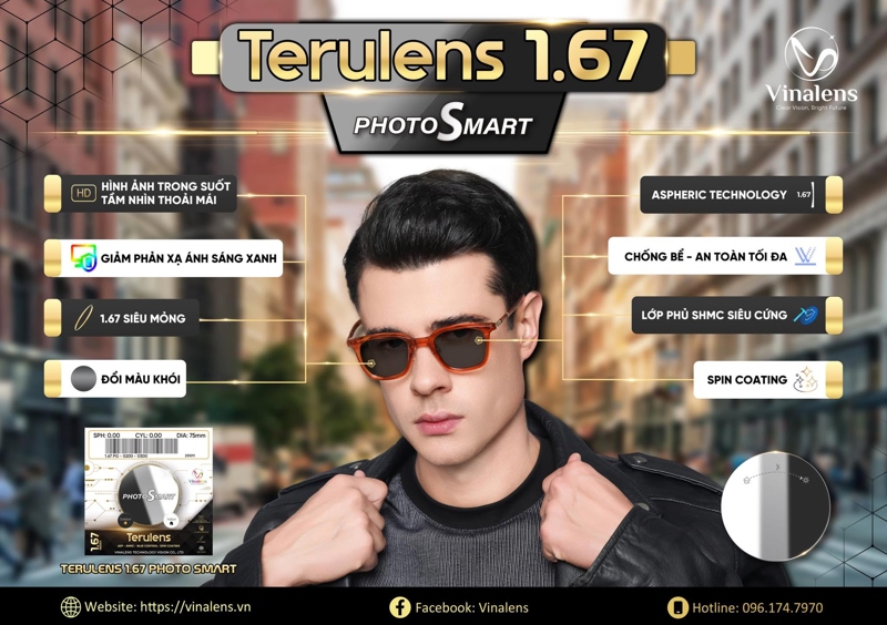 TRÒNG KÍNH ĐỔI MÀU TERULENS 1.67 ASP PHOTO SMART
