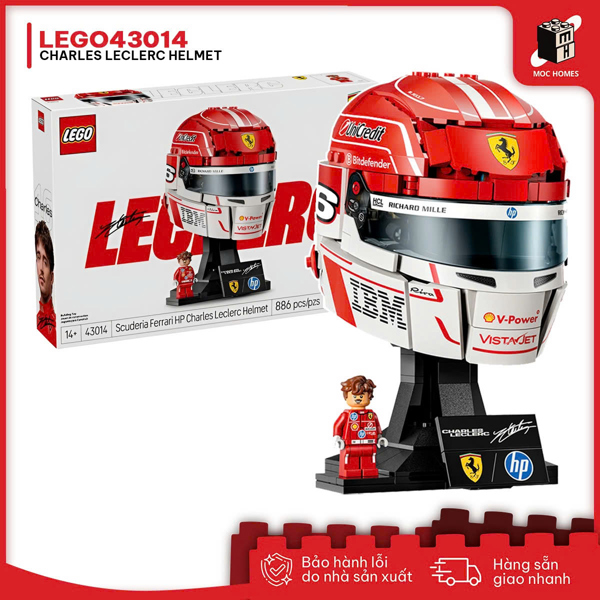 Đồ chơi lắp ghép mũ bảo hộ Charles Leclerc Đội Scuderia Ferrari HP LEGO 43014