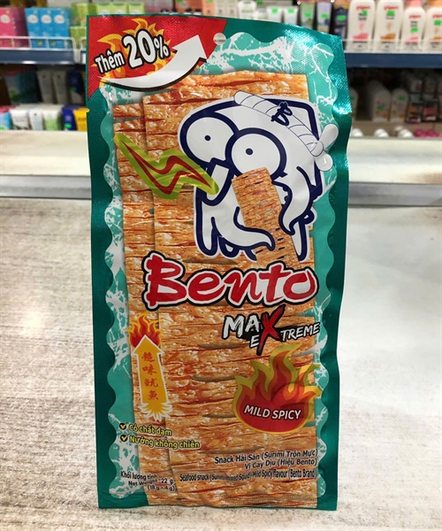 Snack Hải Sản Vị Cay Dịu Bento 18g + 4g (Xanh Ngọc) VN