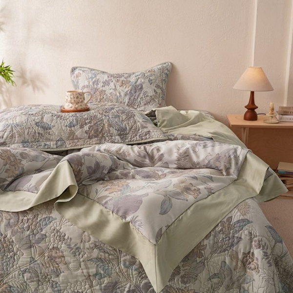 Bộ ga Vip "Yên Vũ Giang Nam" | Tencel Cotton - LX36 - Xanh rêu