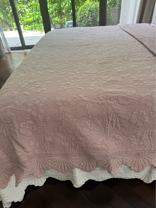 Bộ ga 3 món "Vân chi" | 100% Cotton, giặt mềm - Chần hoa, viền sò điệp - LX25.3