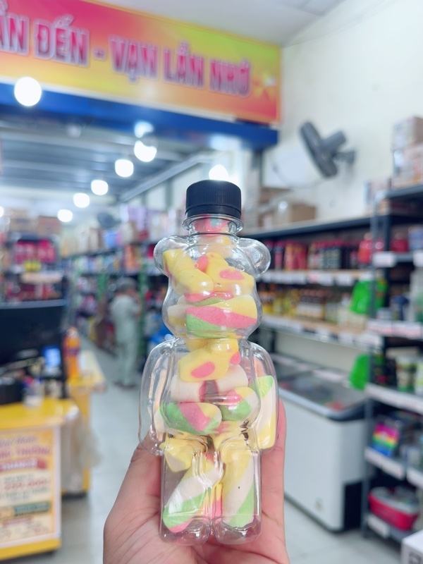 Chai kẹo bông marshmallow ( hình gấu )
