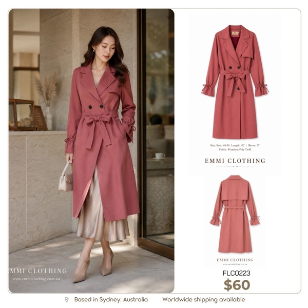Rose Double-Breasted Long Coat